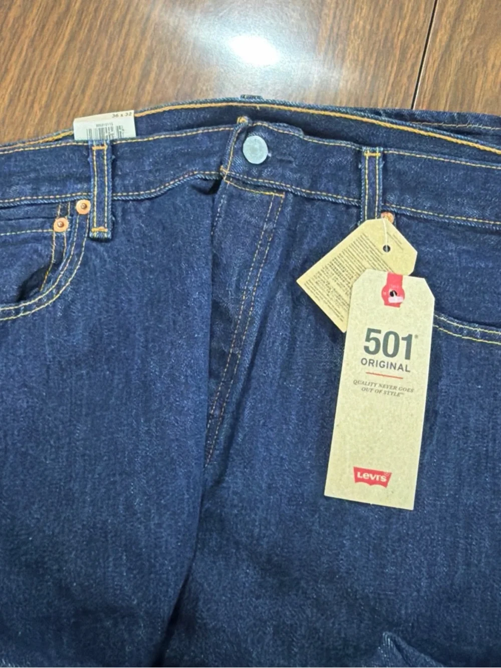 LEVI'S MEN'S 501 ORIGINAL STRAIGHT LEG JEANS  36 X 32 NWT Dark Blue 501-0115